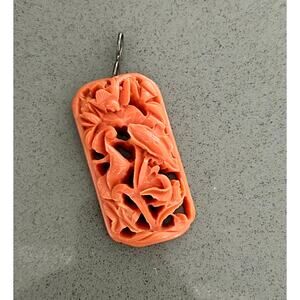 Chinese Large Carved Vintage Pendant 3" x 2.75"